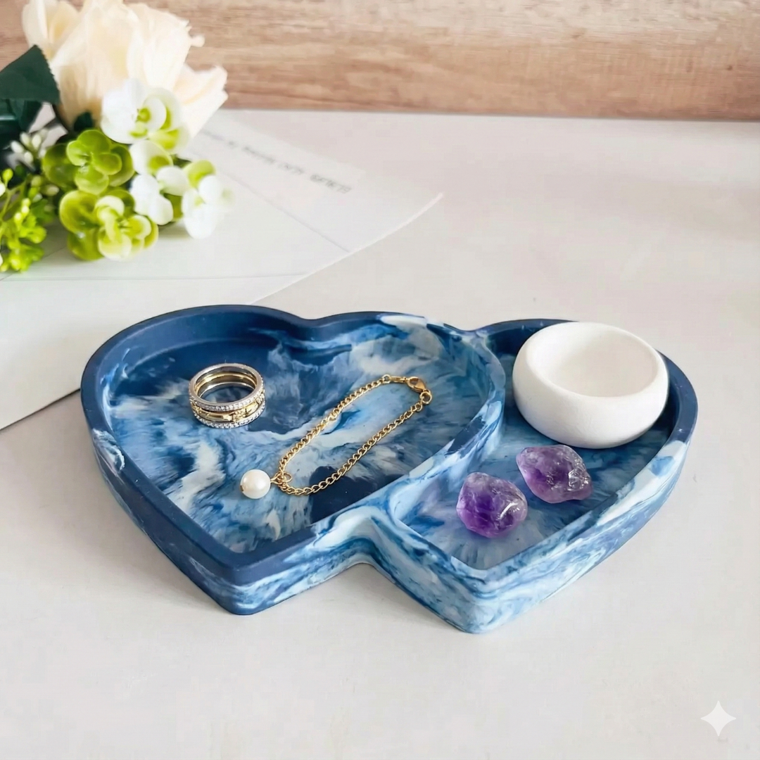 Double Heart Silicone Tray Mould |  For Concrete | Jesmonite®️| Resin