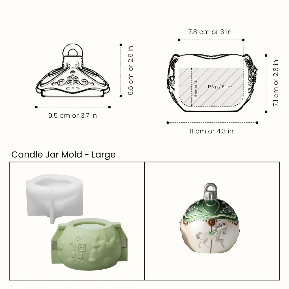 Boowan Nicole: Carousel of Dreams Bauble Candle Jar & Candle Refill Silicone Mold Collection