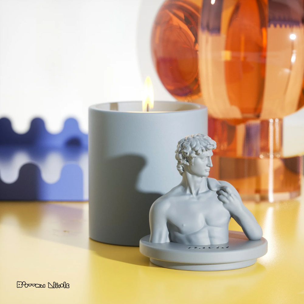 Boowan Nicole: Mythology Sculptures DAVID Concrete Candle Jar Silicone Mould