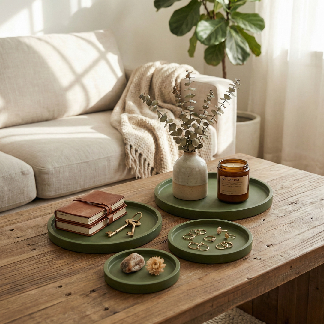 Simple Round Trinket Tray Silicone Mould (15 - 30 cm) |  For Concrete | Jesmonite®️| Resin