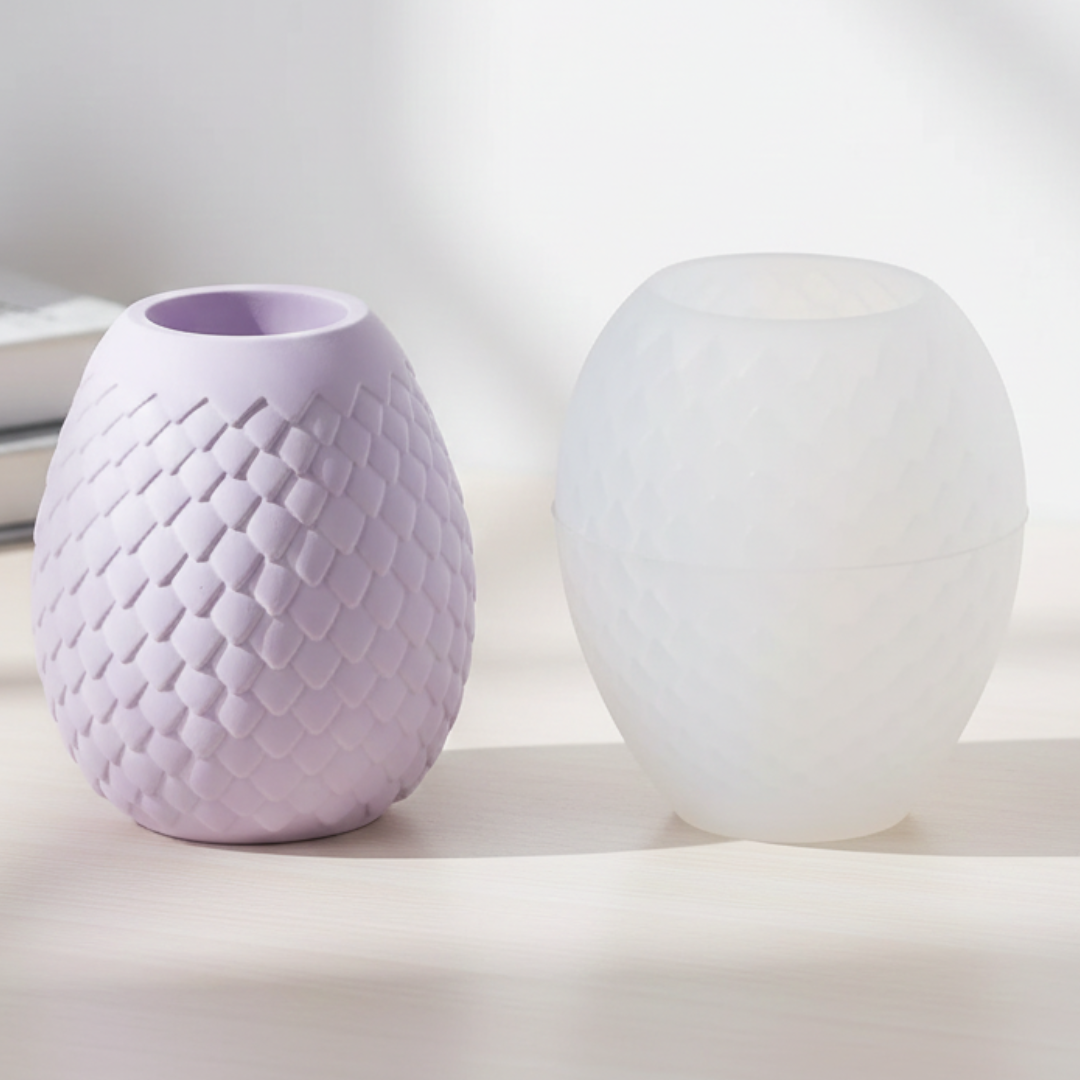 Fish Scale Vase Silicone Mould |  For Concrete | Jesmonite®️
