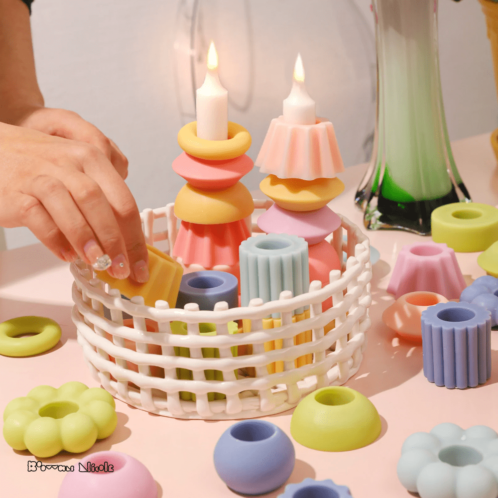 Boowan Nicole: 2.2cm DIY Building Blocks Stackable Candles Silicone Moulds