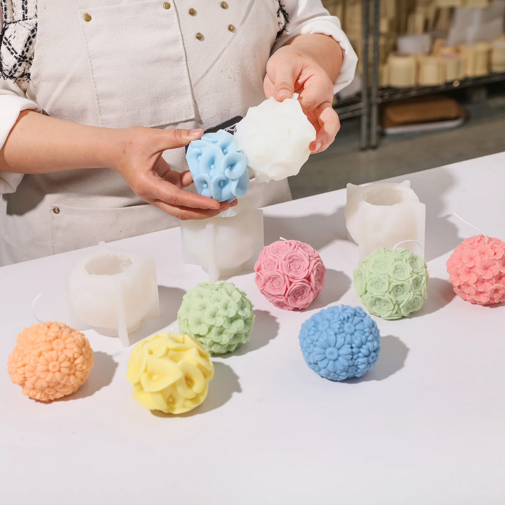 Boowan Nicole: Whispering Floral Orbs Candle Silicone Mould Collection