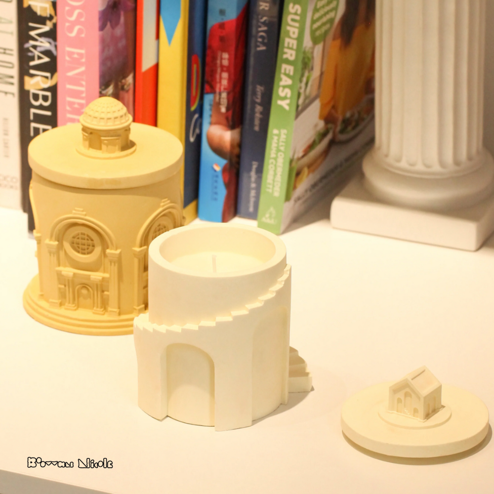 Boowan Nicole: Architectural Style Candle Jar Silicone Mold SH0865