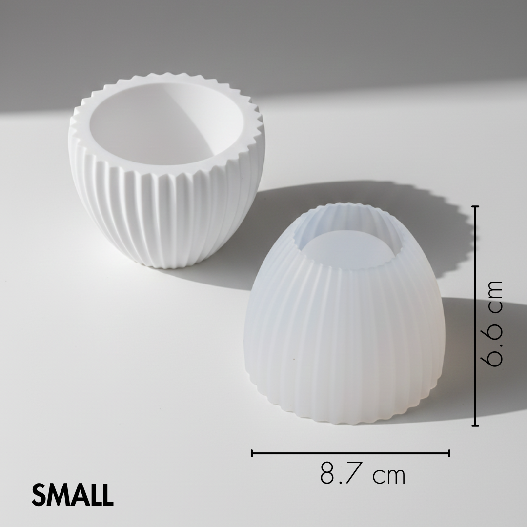 Ribbed Round Pot Silicone Mould |  For Concrete | Jesmonite®️