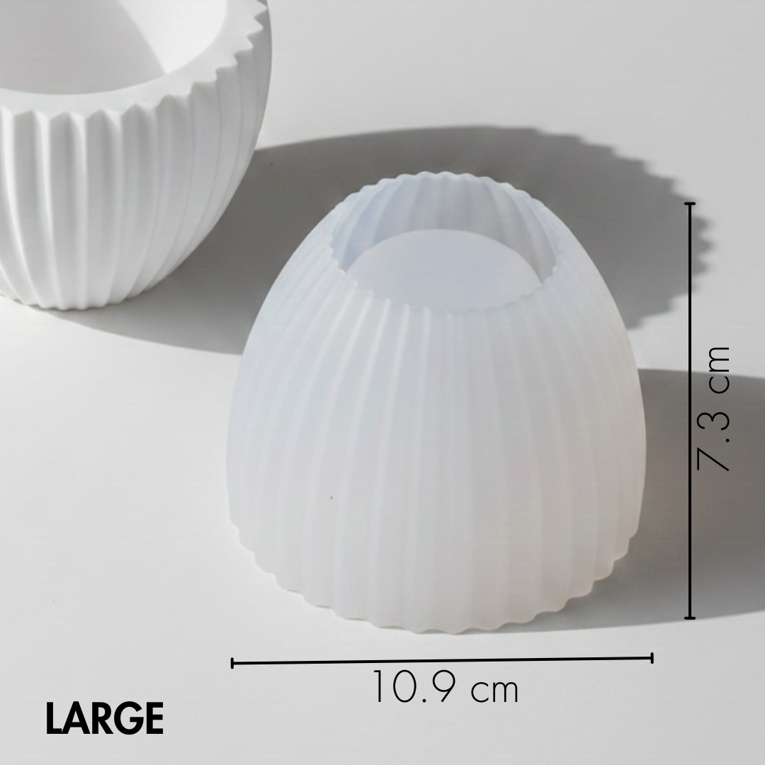 Ribbed Round Pot Silicone Mould |  For Concrete | Jesmonite®️