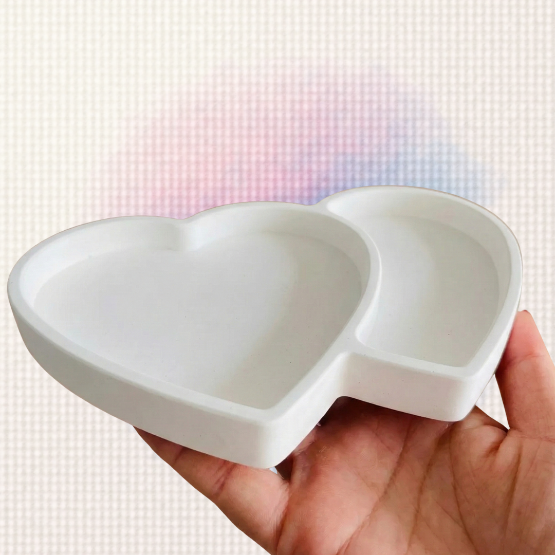 Double Heart Silicone Tray Mould |  For Concrete | Jesmonite®️| Resin