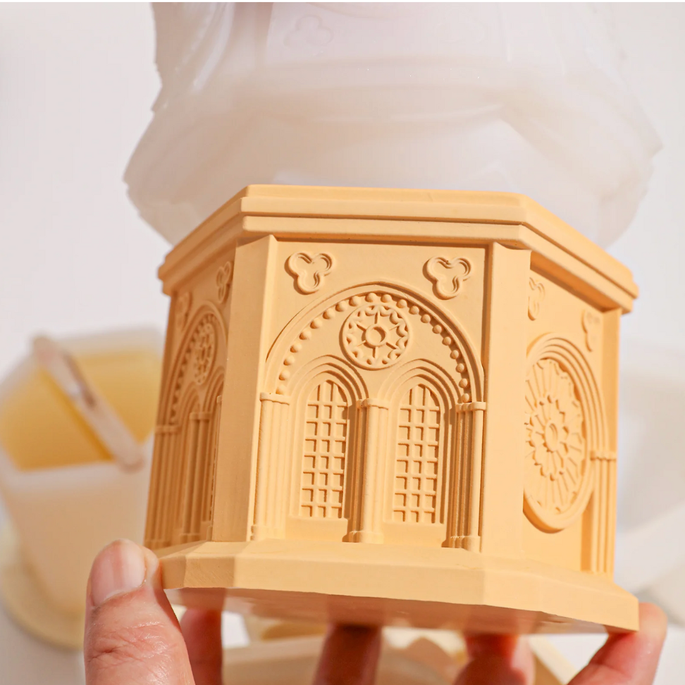 Boowan Nicole: Elegant Gothic Architecture Candle Jar Silicone Mould