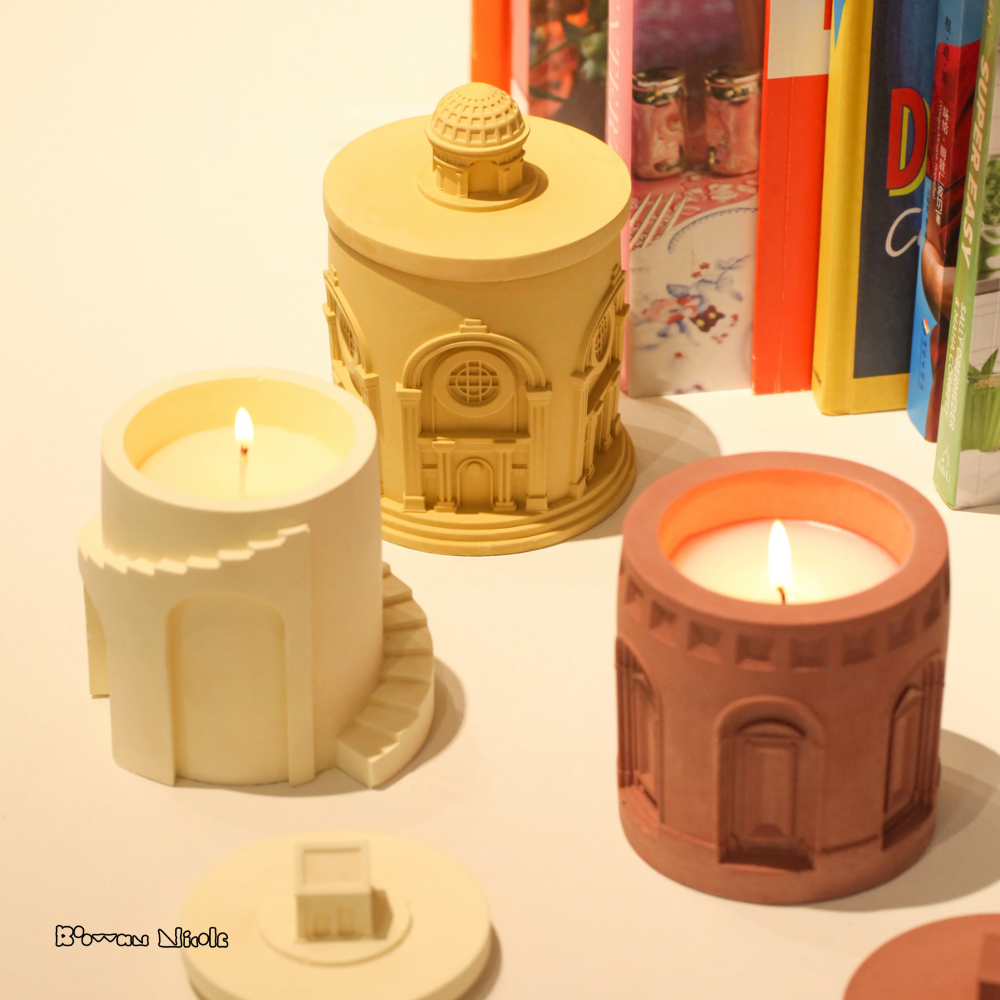 Boowan Nicole: Architectural Style Candle Jar Silicone Mold SH0864