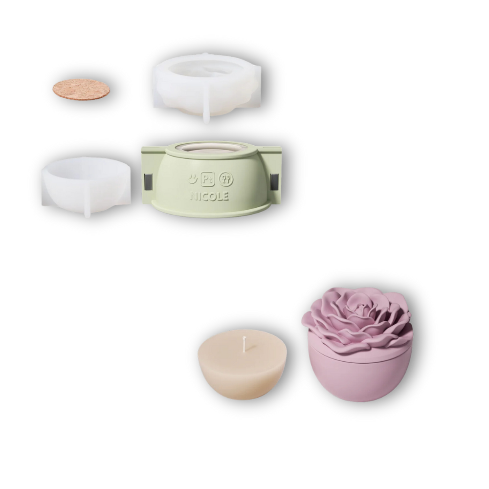 Boowan Nicole: Crowning Rose Candle Jar Silicone Mold  - 3.5 Oz / 7 Oz