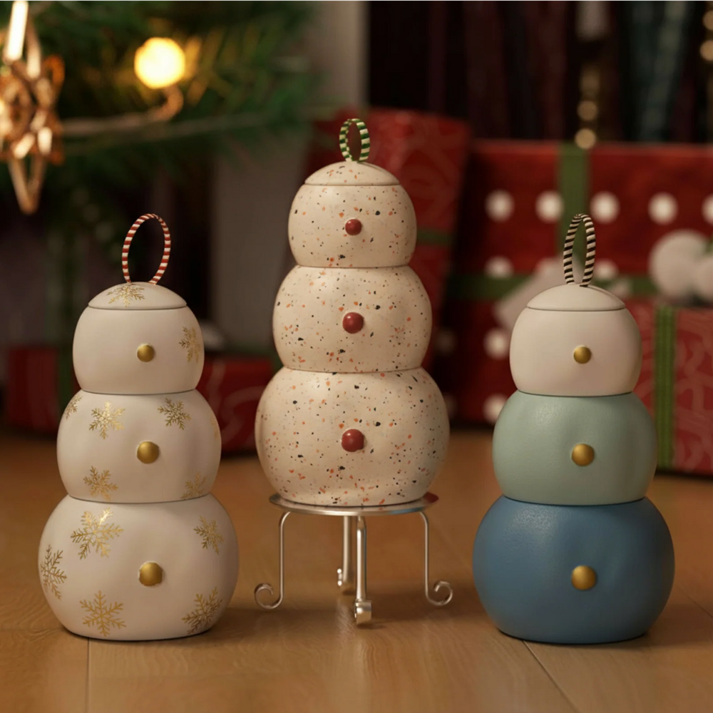 Boowan Nicole: Chubby Snowman Stacking Candle Jar Silicone Mold