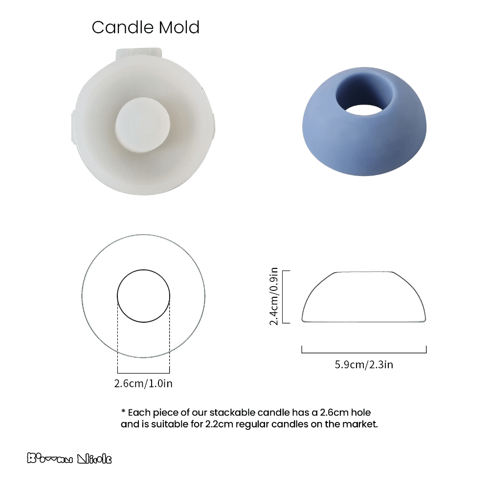 Boowan Nicole 2.2cm DIY Building Blocks Stackable Candles Silicone Mo