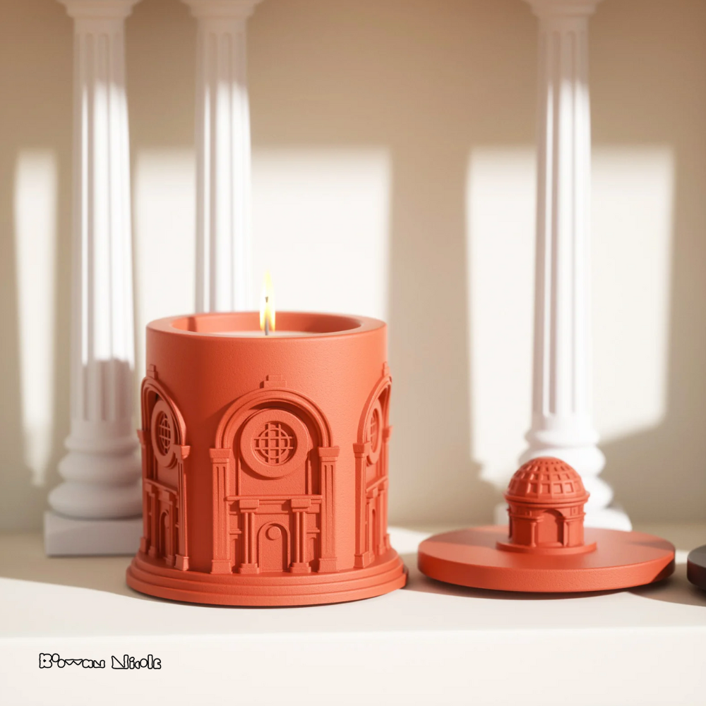 Boowan Nicole: Architectural Style Candle Jar Silicone Mold SH0864