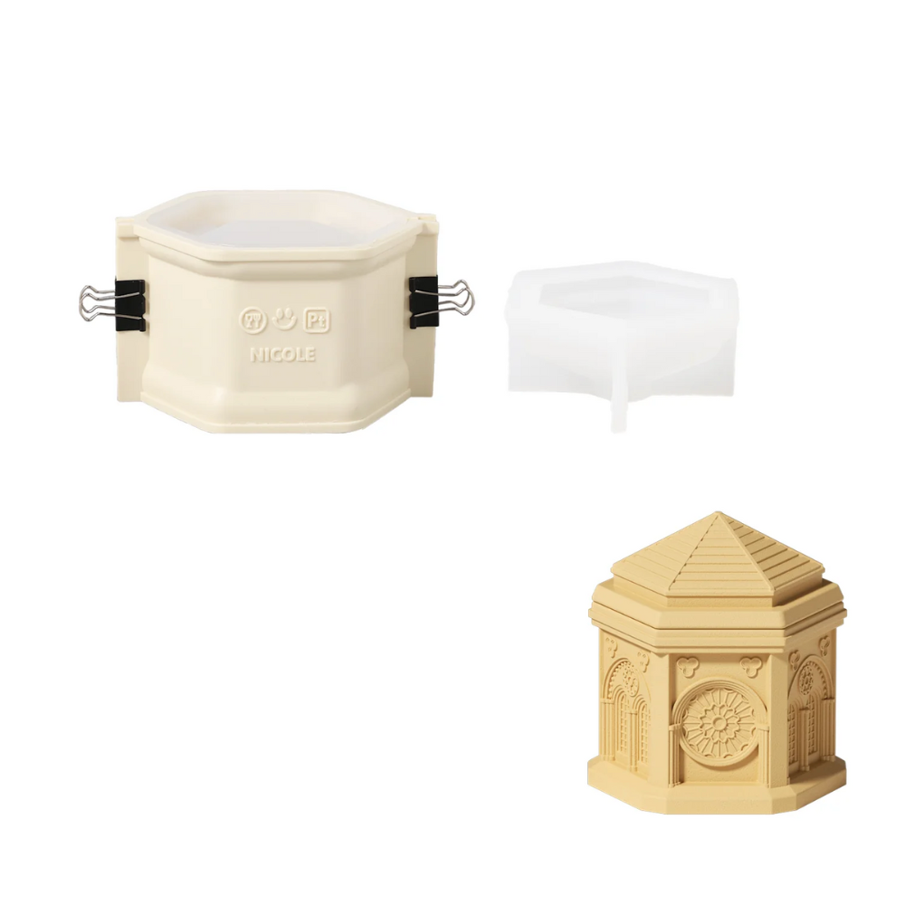 Boowan Nicole: Elegant Gothic Architecture Candle Jar Silicone Mould