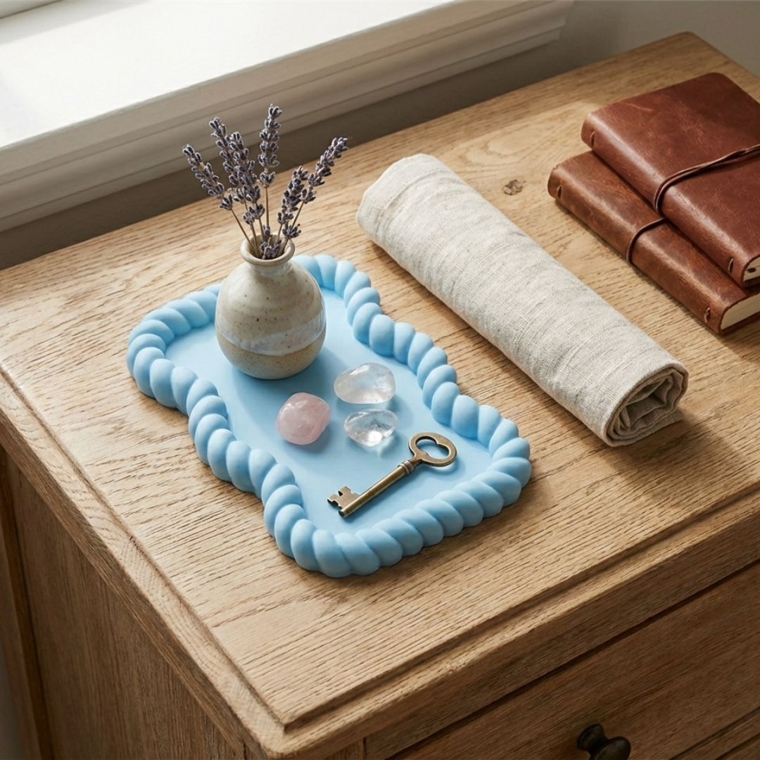 Twisted Rope Edge Tray Silicone Mould Set (5 Shapes) |  For Concrete | Jesmonite®️| Resin