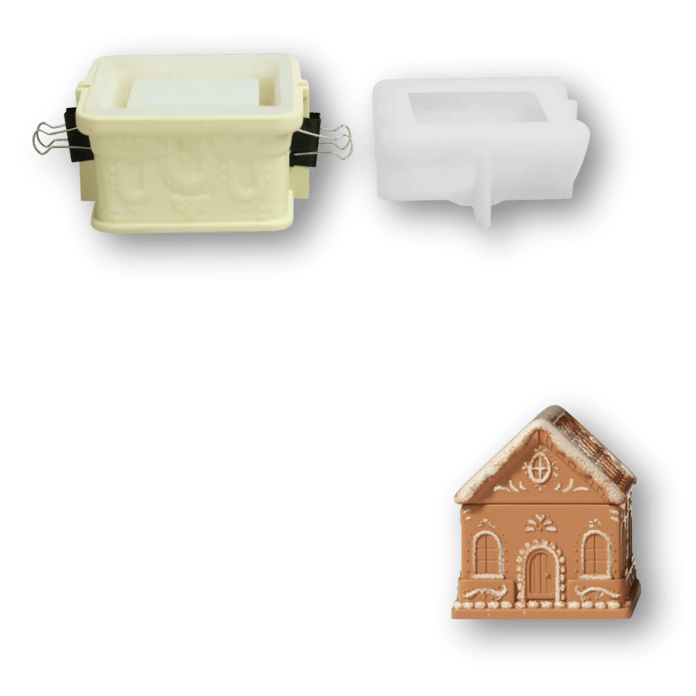 Boowan Nicole: Sweet Gingerbread Cottage Candle Jar Silicone Mold Collection