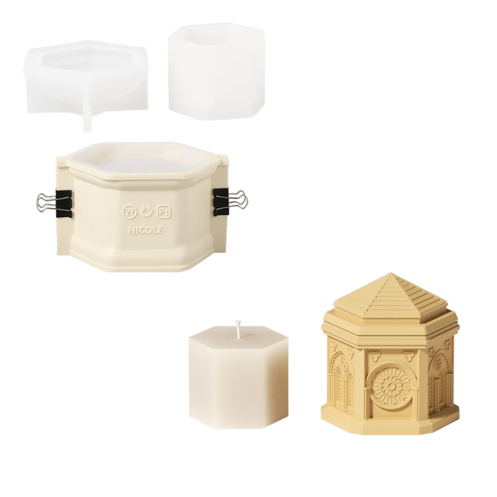 Boowan Nicole: Elegant Gothic Architecture Candle Jar Silicone Mould