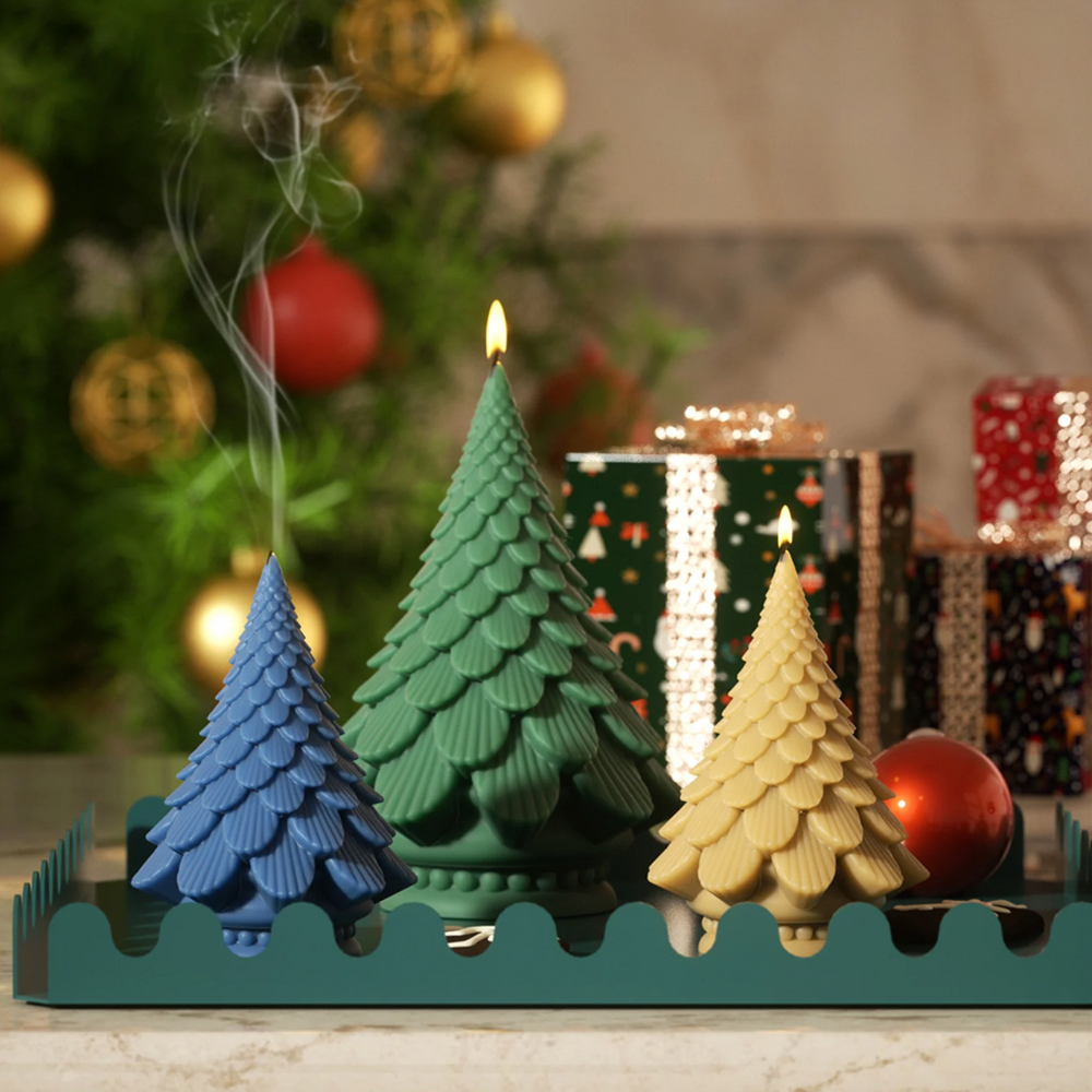 Boowan Nicole: Pinecone Christmas Tree Candle Silicone Mold