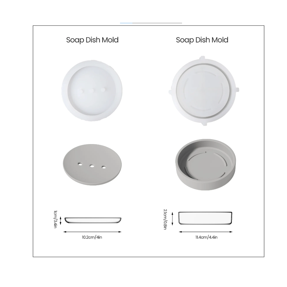 Boowan Nicole: Round Detach & Drain Soap Dish Silicone Mold