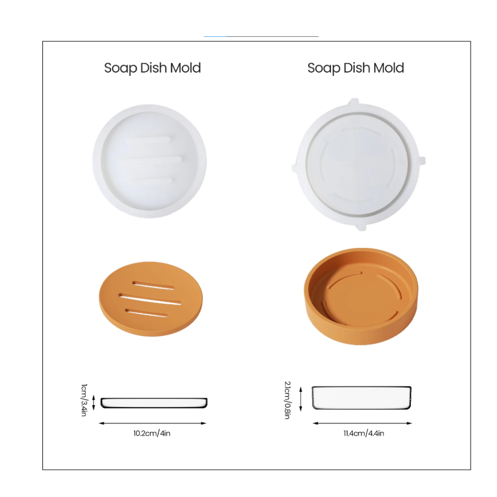 Boowan Nicole: Round Detach & Drain Soap Dish Silicone Mold