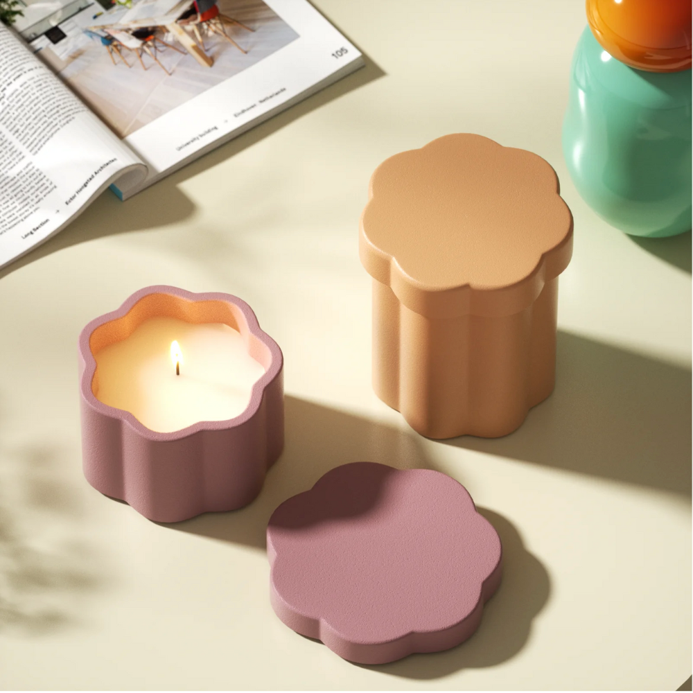 Boowan Nicole: Floral Column Candle Jar Silicone Mould (Mini）