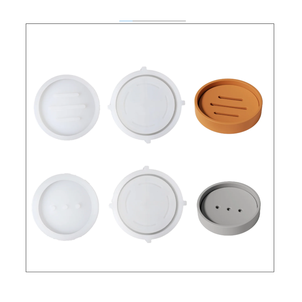 Boowan Nicole: Round Detach & Drain Soap Dish Silicone Mold