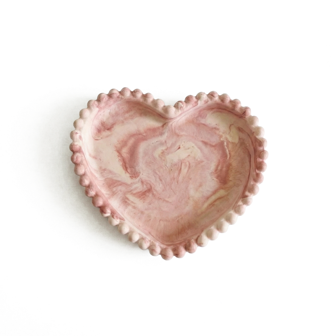 Beaded Heart Trinket Tray Mould |  For Concrete | Jesmonite®️| Resin