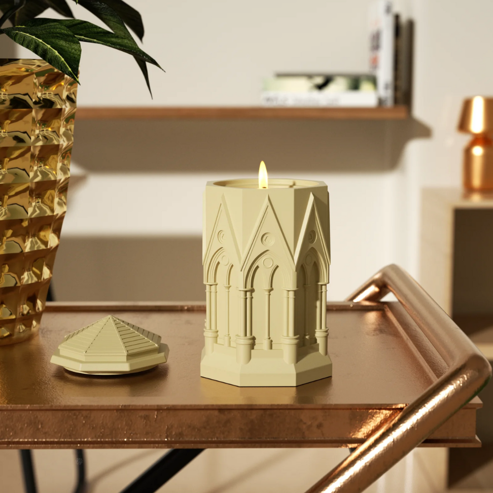 Boowan Nicole: Tall Elegant Gothic Architecture Candle Jar Silicone Mold with 7oz Candle Refill Mold