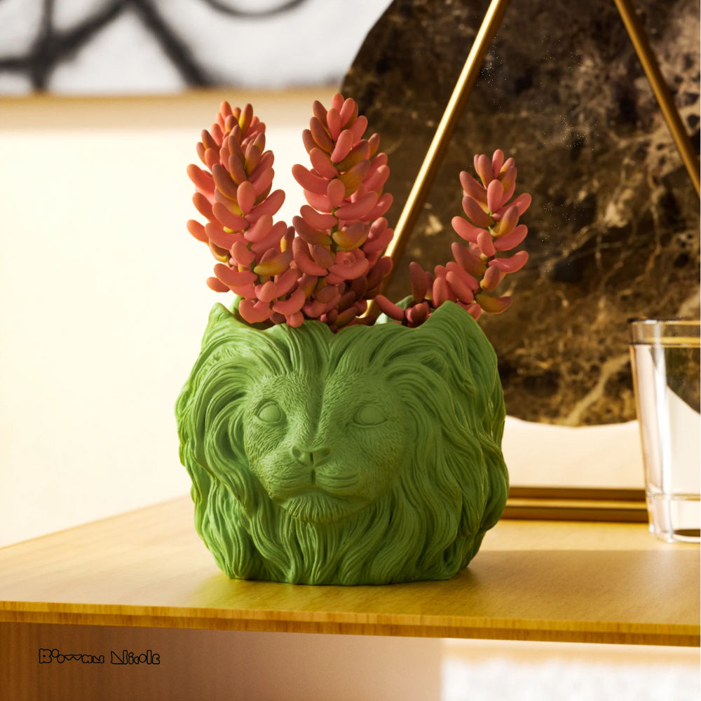 Boowan Nicole: Lion Head Concrete Planter& Vase Pot Silicone Mold