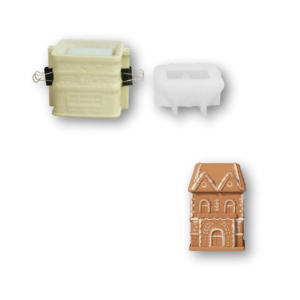 Boowan Nicole: Sweet Gingerbread Cottage Candle Jar Silicone Mold Collection