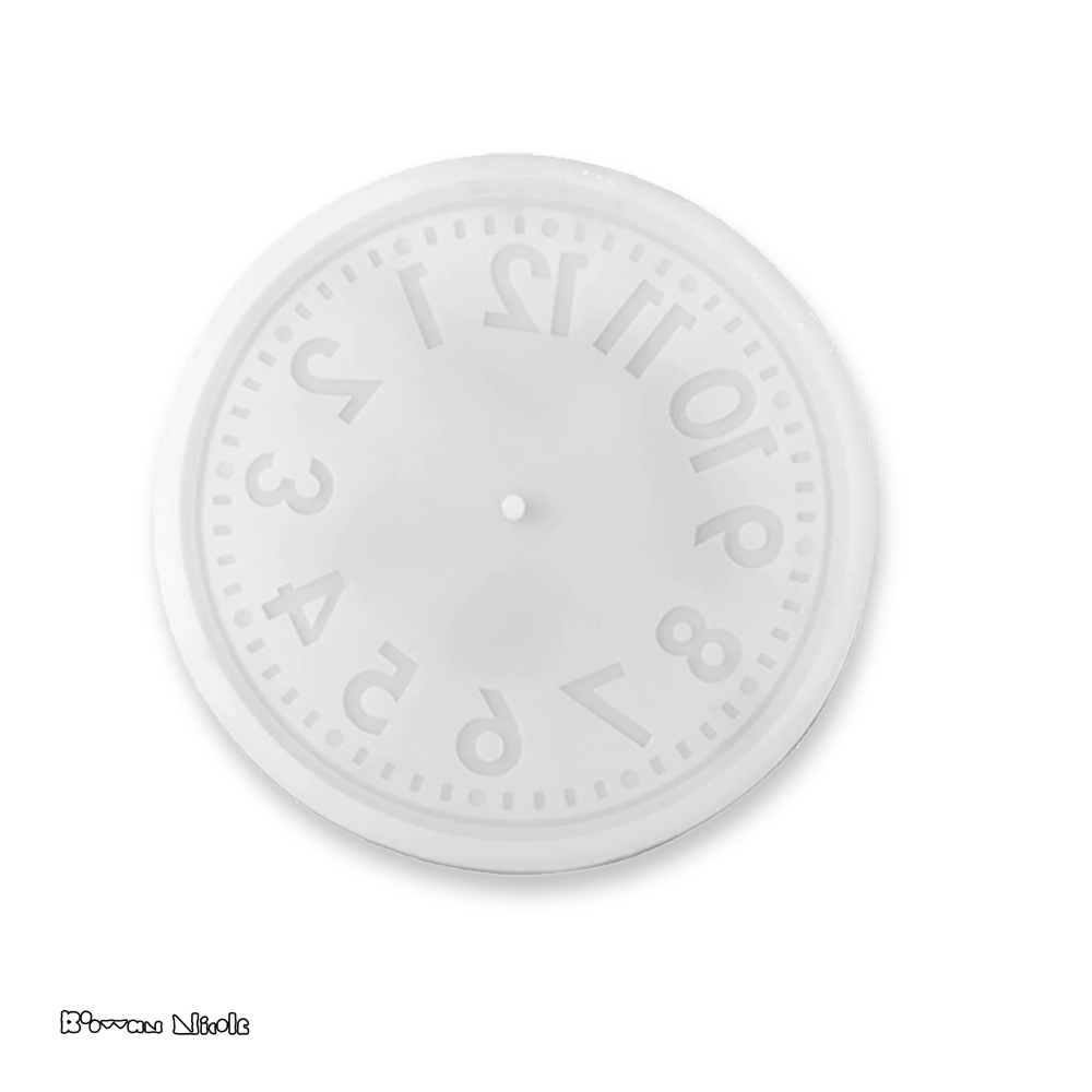 Boowan Nicole: Concrete Round Numeral Wall Clock Silicone Mold