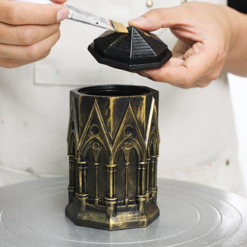 Boowan Nicole: Tall Elegant Gothic Architecture Candle Jar Silicone Mold with 7oz Candle Refill Mold