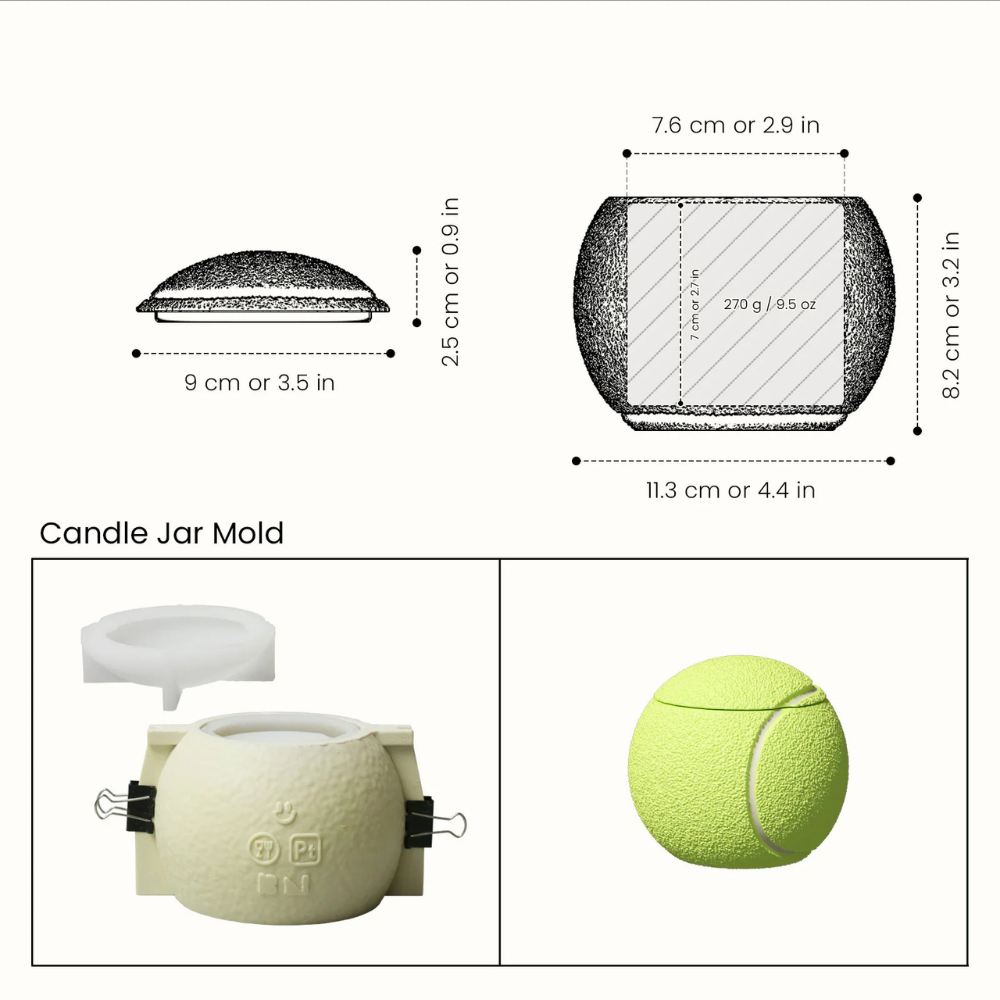 Boowan Nicole:  Tennis Ace Candle Jar Silicone Mold