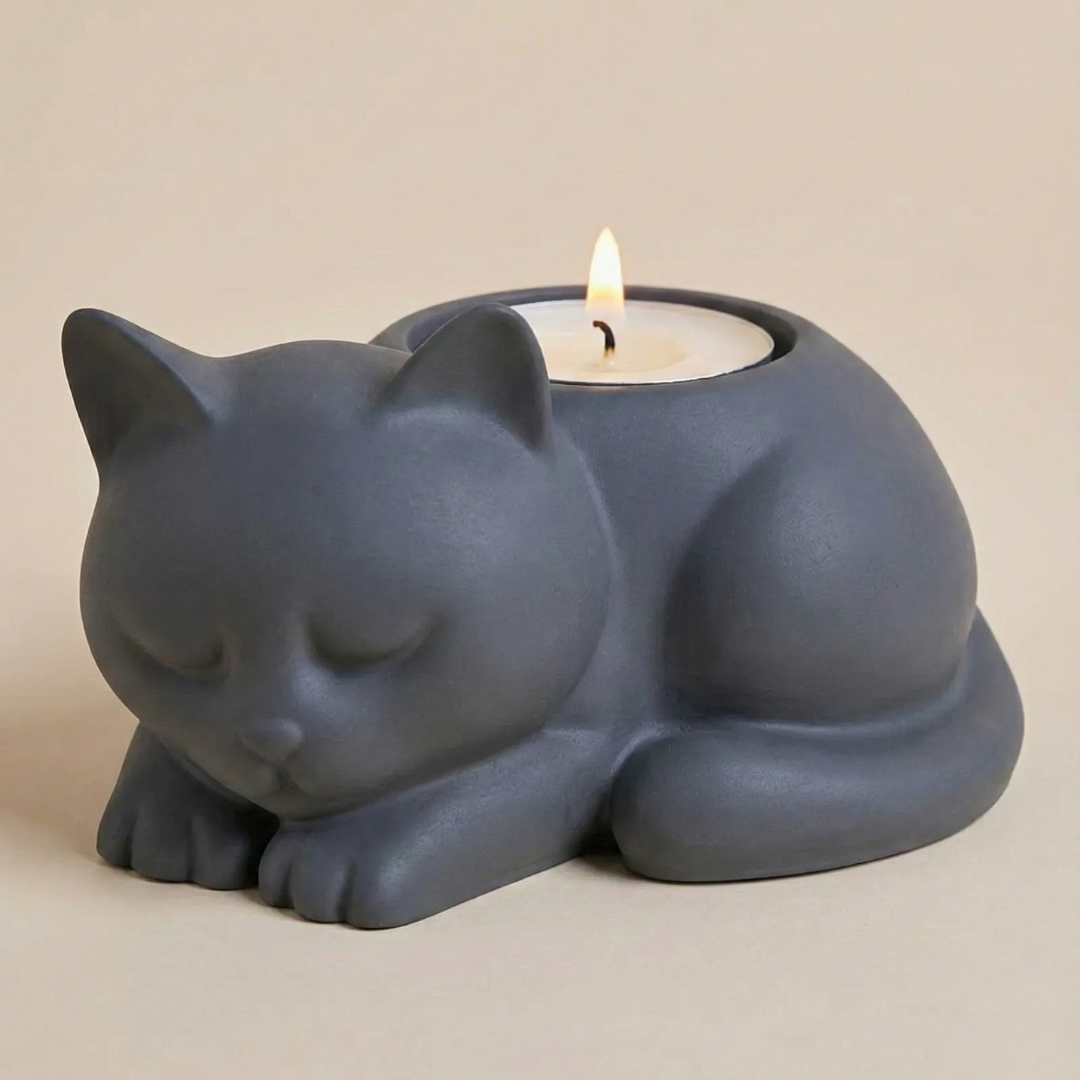 3D Cat Tealight Holder silicone mold  |  For Concrete | Jesmonite®️| Resin