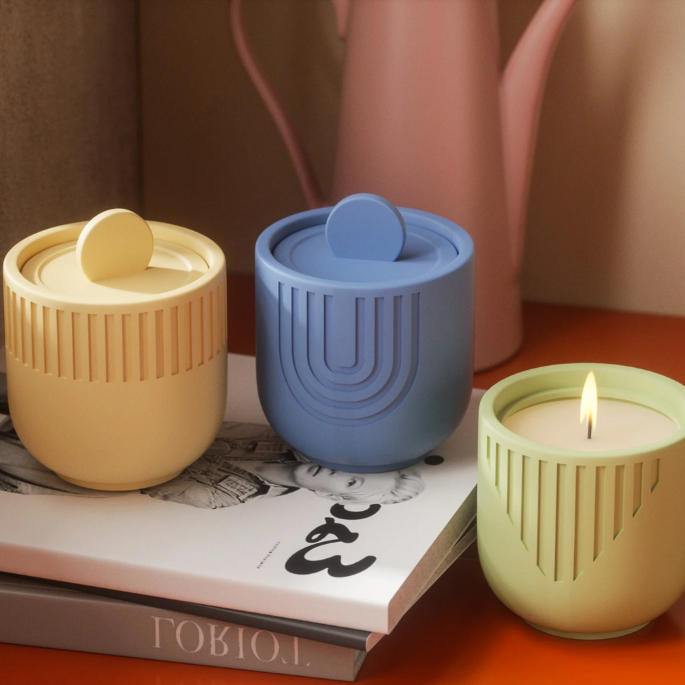 Boowan Nicole: Curved Candle Jar with Lid Silicone Mould