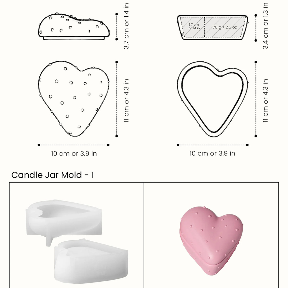 Boowan Nicole:  Cloud Heart Candle Jar Silicone Mold Collection