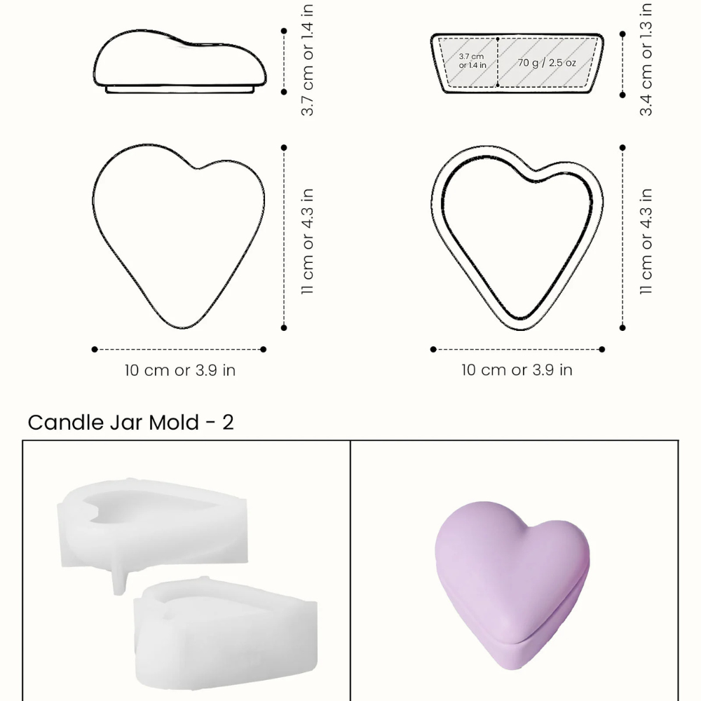Boowan Nicole:  Cloud Heart Candle Jar Silicone Mold Collection