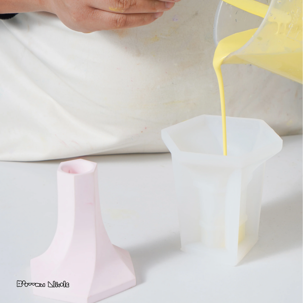 Boowan Nicole: Geometric Taper Candle Holder Silicone Mould - High Sized