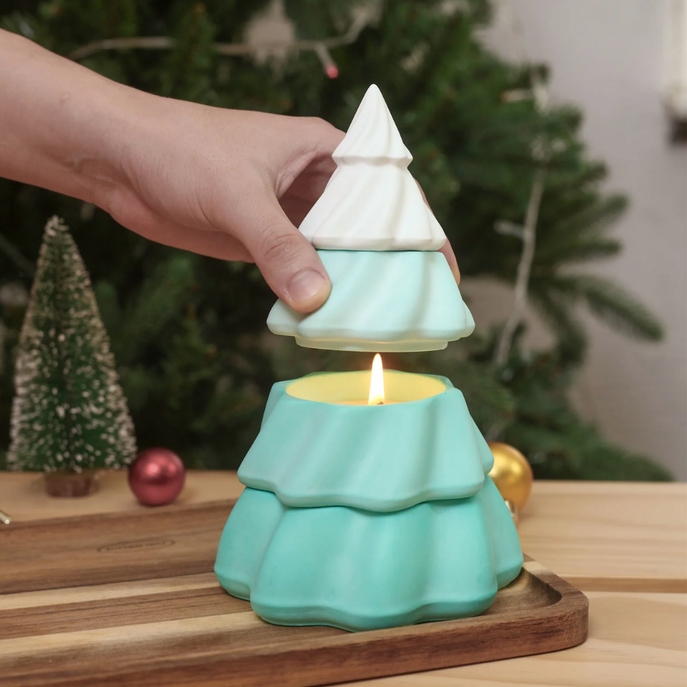 Boowan Nicole:Mystical Stacking Christmas Tree Candle Jar Silicone Mold