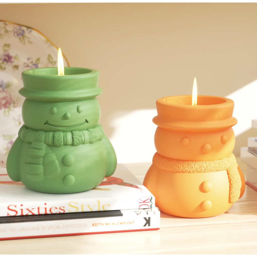 Boowan Nicole: Christmas Cheery Snowman's Winter Glow Candle Jar Mold