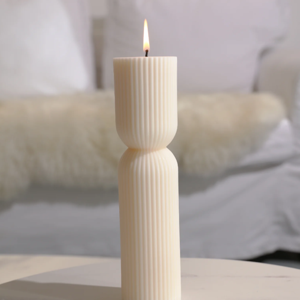 Boowan Nicole: Ribbed Pillar Candle Silicone Molds