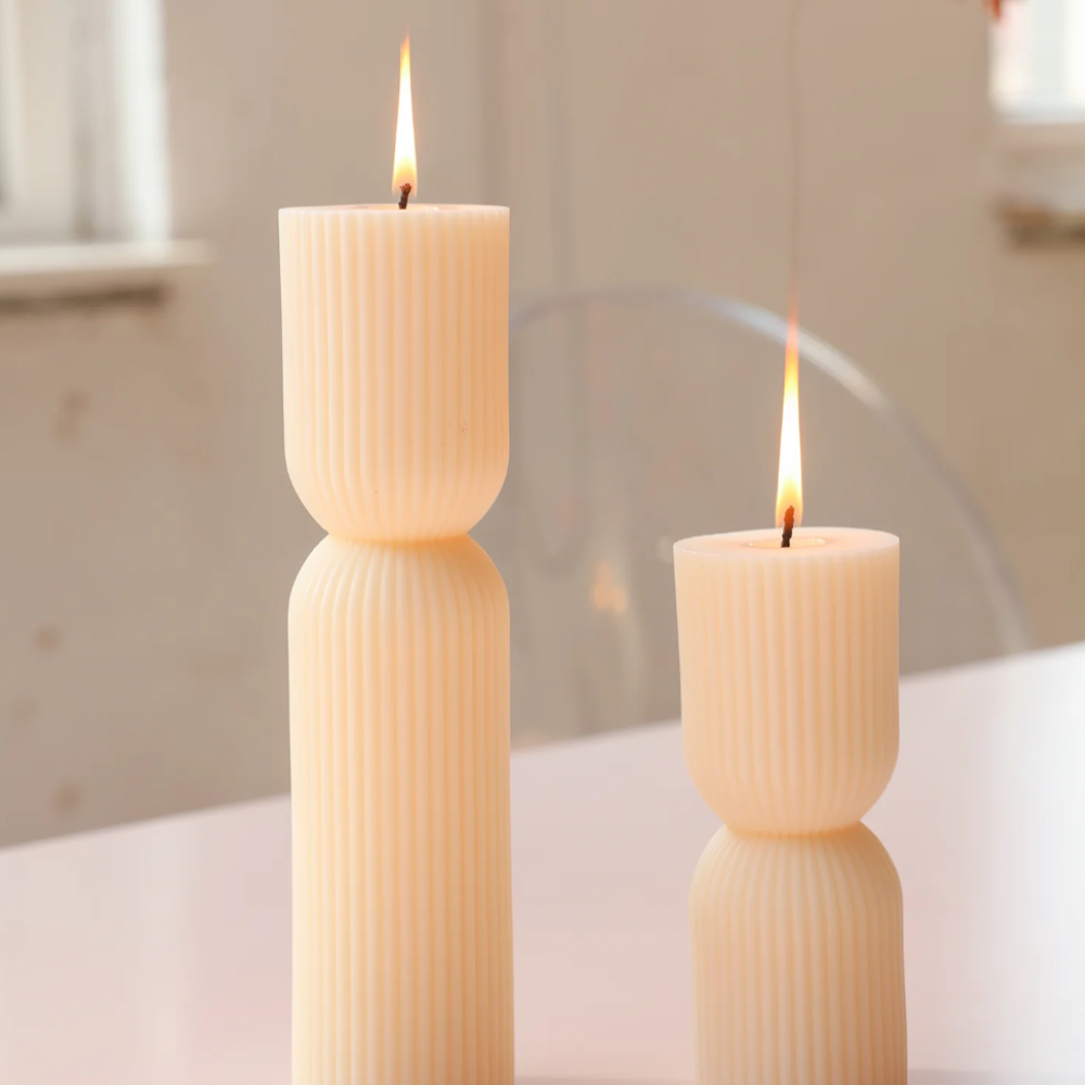 Boowan Nicole: Ribbed Pillar Candle Silicone Molds