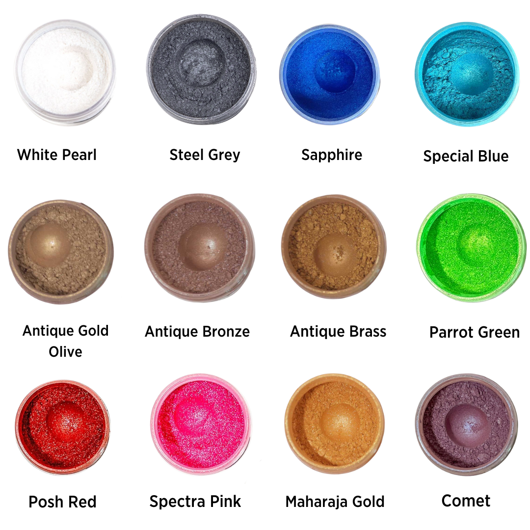 Offbeat Haksons Pearl Pigments (Mica Powders) - Pack of 12 colours (Resin / Soap / Wax)