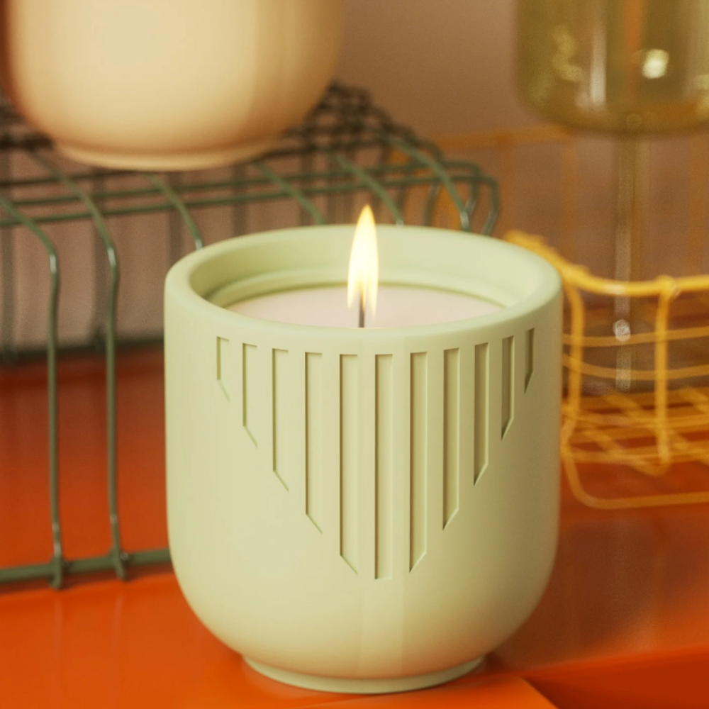 Boowan Nicole: Triangle Pattern Concrete Candle Jar with Raised Lid Silicone Mould