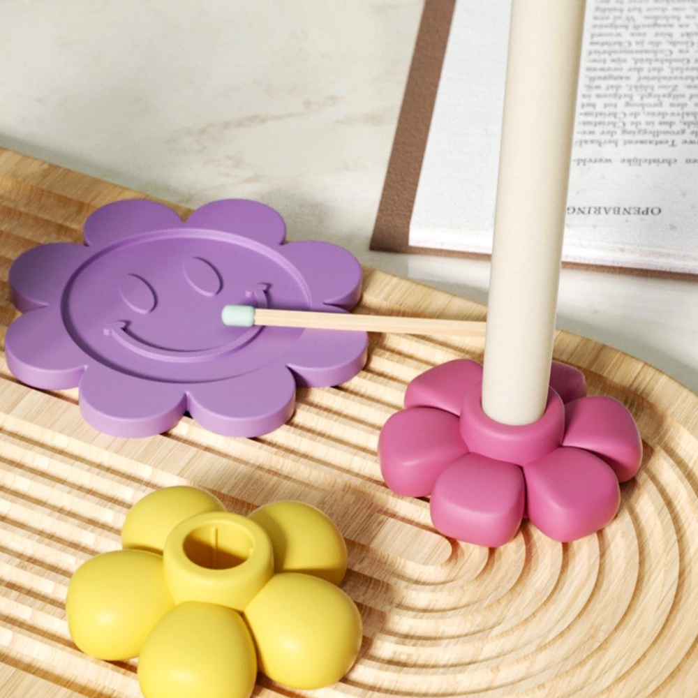 Boowan Nicole: Floral Smile Face Coaster Concrete Silicone Mold