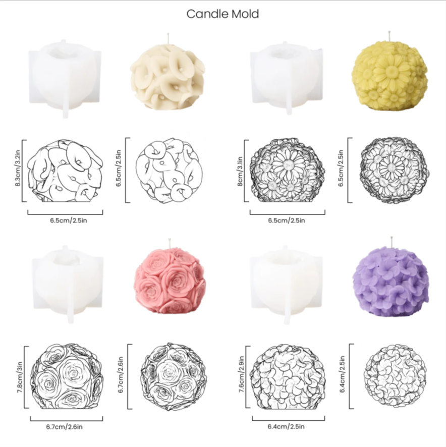 Boowan Nicole: Whispering Floral Orbs Candle Silicone Mould Collection