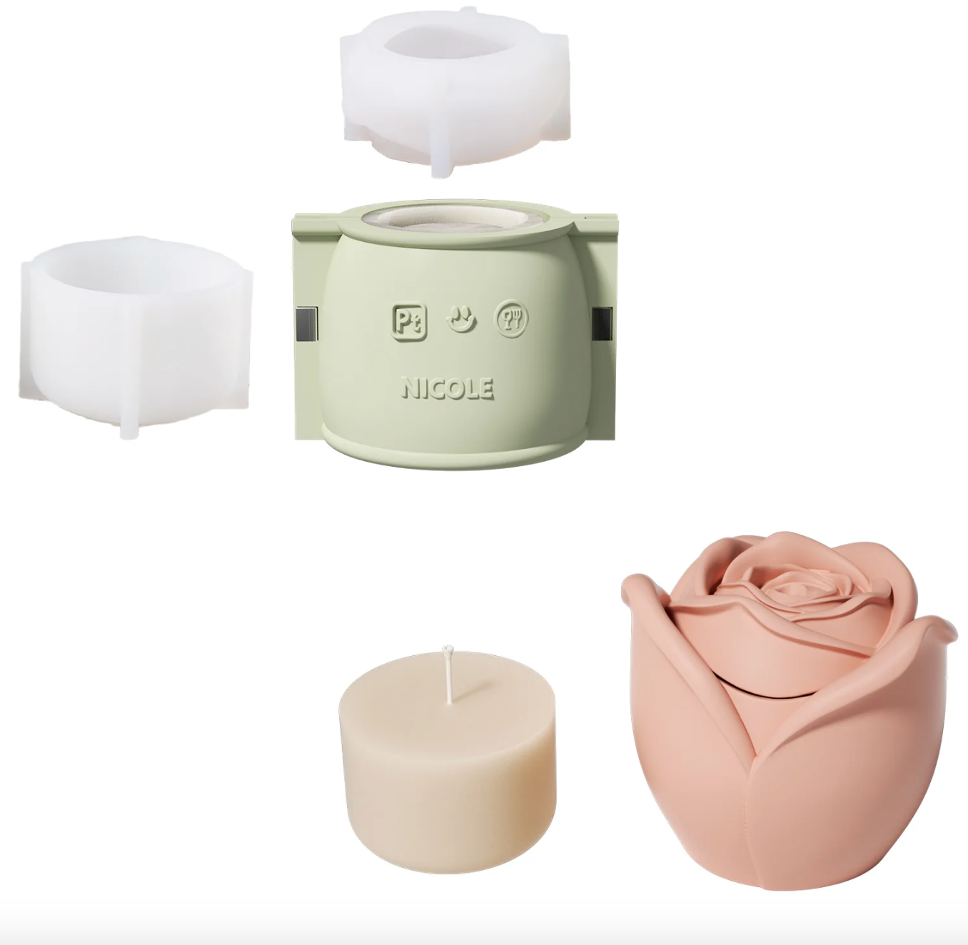 Boowan Nicole: Rose Reverie Candle Jar Silicone Mould - 3oz / 5oz Candle