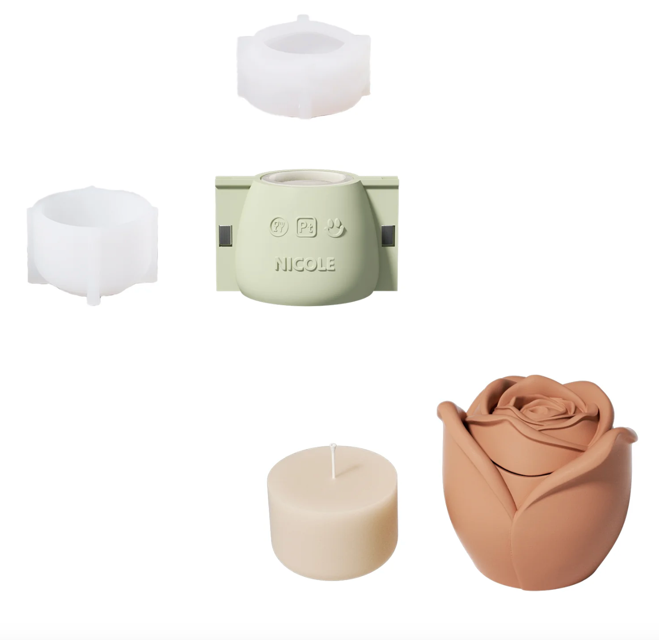 Boowan Nicole: Rose Reverie Candle Jar Silicone Mould - 3oz / 5oz Candle