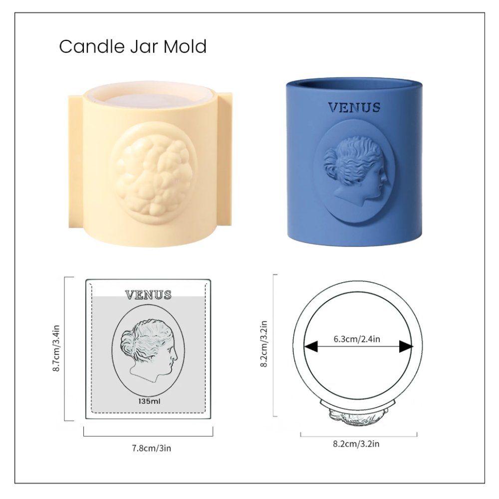 Boowan Nicole: VENUS Candle Jar only Silicone Mould