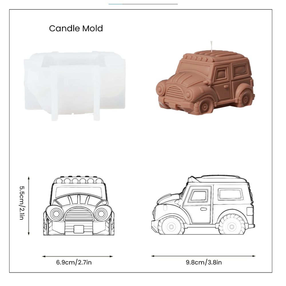 Boowan Nicole: Vintage Off-Road Car Candle Silicone Mould